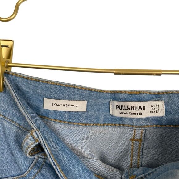 Pull & Bear Woman Skinny‎ High Waisted Jeans Blue Size 12 391 - Picture 5 of 9